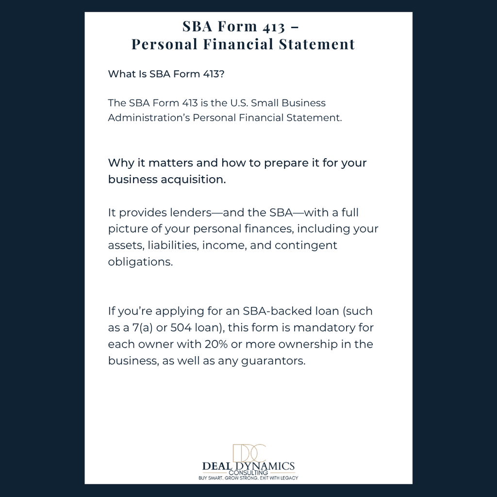SBA Form 413 Template + Instructions