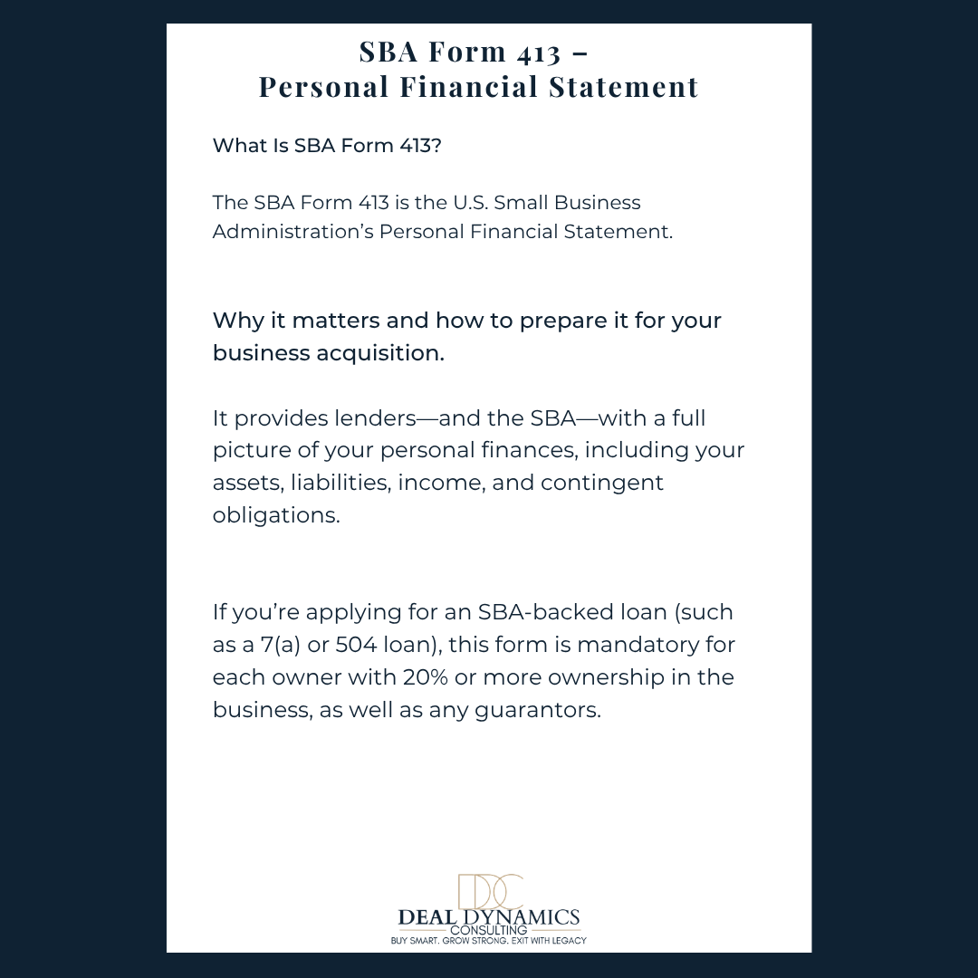 SBA Form 413 Template + Instructions