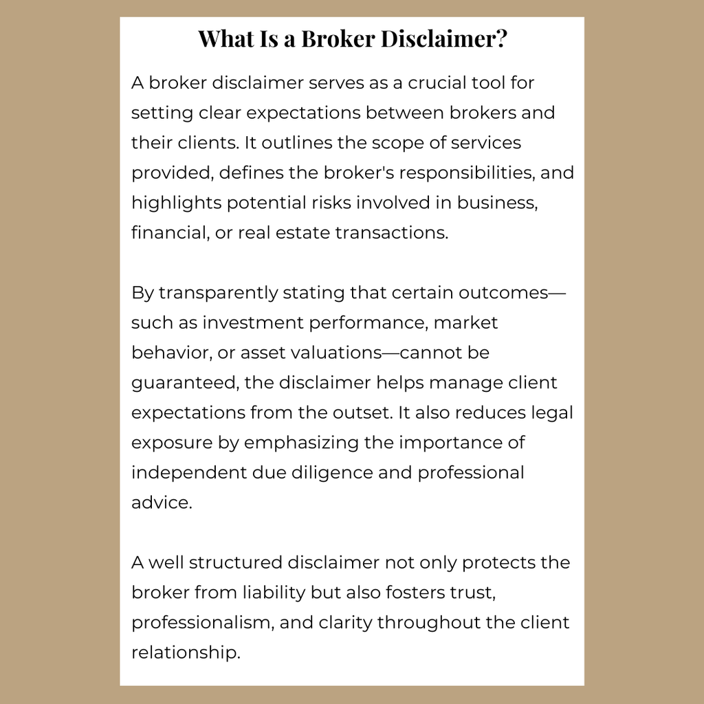 Broker Disclaimer Template + Usage Guide