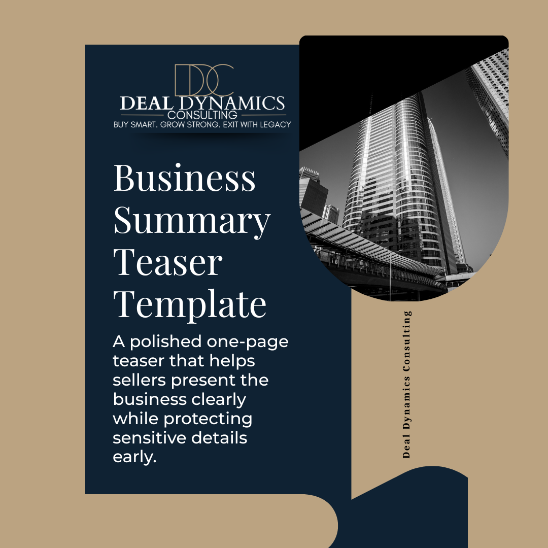 Seller Teaser Template: Business One-Pager Summary