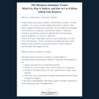 Seller Teaser Template: Business One-Pager Summary
