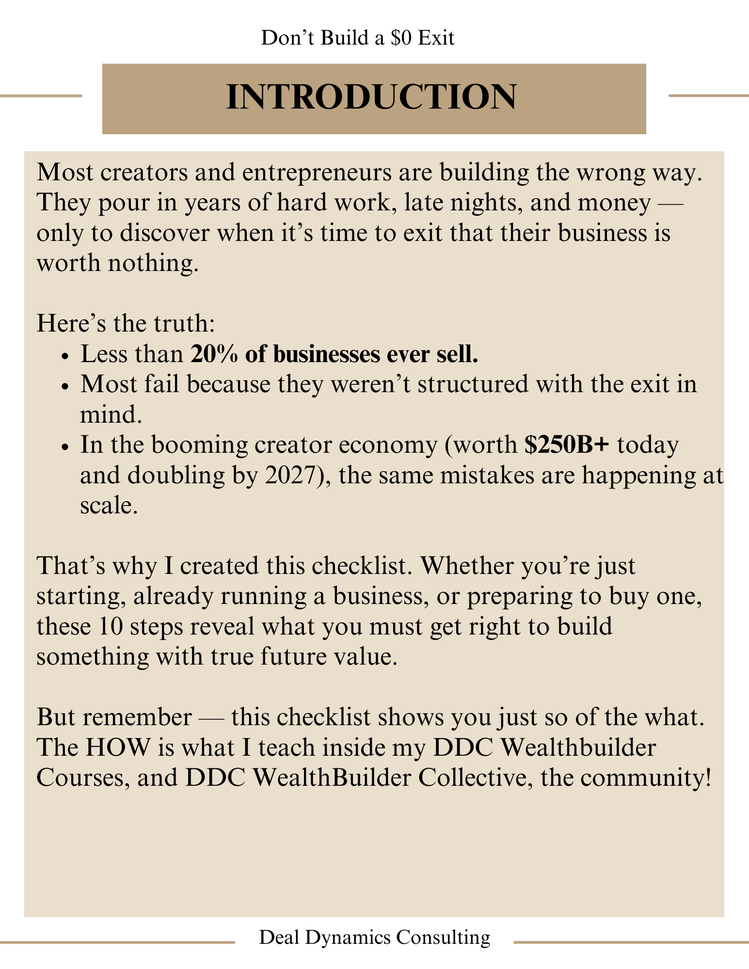 Don't Build a $0 Exit: The Essential Creator Checklist to Build Wealth