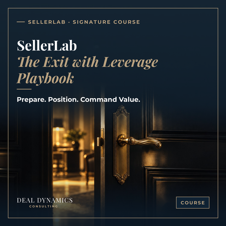 SellerLab: The Exit With Leverage Playbook, 12 Steps to Prepare, Price, and Sell Your Business With Leverage.